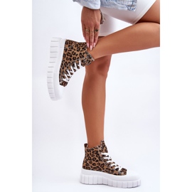 PS1 Zapatillas Altas Mujer Estampado Leopardo Marrón Florensi 3