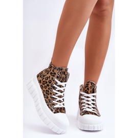 PS1 Zapatillas Altas Mujer Estampado Leopardo Marrón Florensi 2
