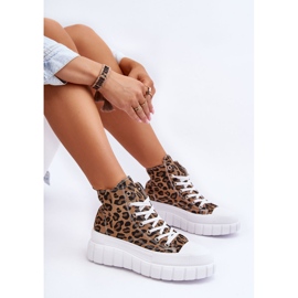 PS1 Zapatillas Altas Mujer Estampado Leopardo Marrón Florensi 6
