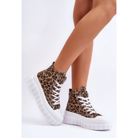 PS1 Zapatillas Altas Mujer Estampado Leopardo Marrón Florensi 8