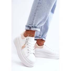 PS1 Zapatos Deportivos De Mujer En Una Plataforma Masiva Blanco Y Beige Mariell 4