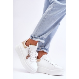 PS1 Zapatos Deportivos De Mujer En Una Plataforma Masiva Blanco Y Dorado Mariell 5