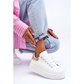 PS1 Zapatos Deportivos De Mujer En Una Plataforma Masiva Blanco Y Dorado Mariell 3