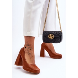 Zapatos De Tacón Grueso Camel Rosalía De Cuero marrón 2