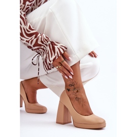 Zapatos De Tacón Grueso Nude Rosalia beige 3