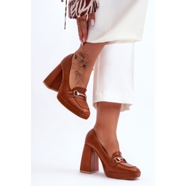 Zapatos de tacón de cuero Camel Rouse de moda marrón 1