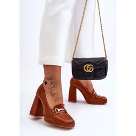 Zapatos de tacón de cuero Camel Rouse de moda marrón 7