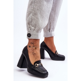 Zapatos de tacón de cuero de moda Black Rouse negro 1
