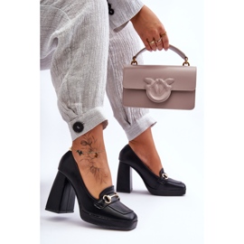 Zapatos de tacón de cuero de moda Black Rouse negro 3