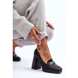 Zapatos de tacón de cuero de moda Black Rouse negro 2