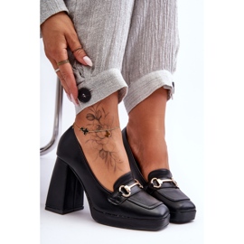 Zapatos de tacón de cuero de moda Black Rouse negro 4