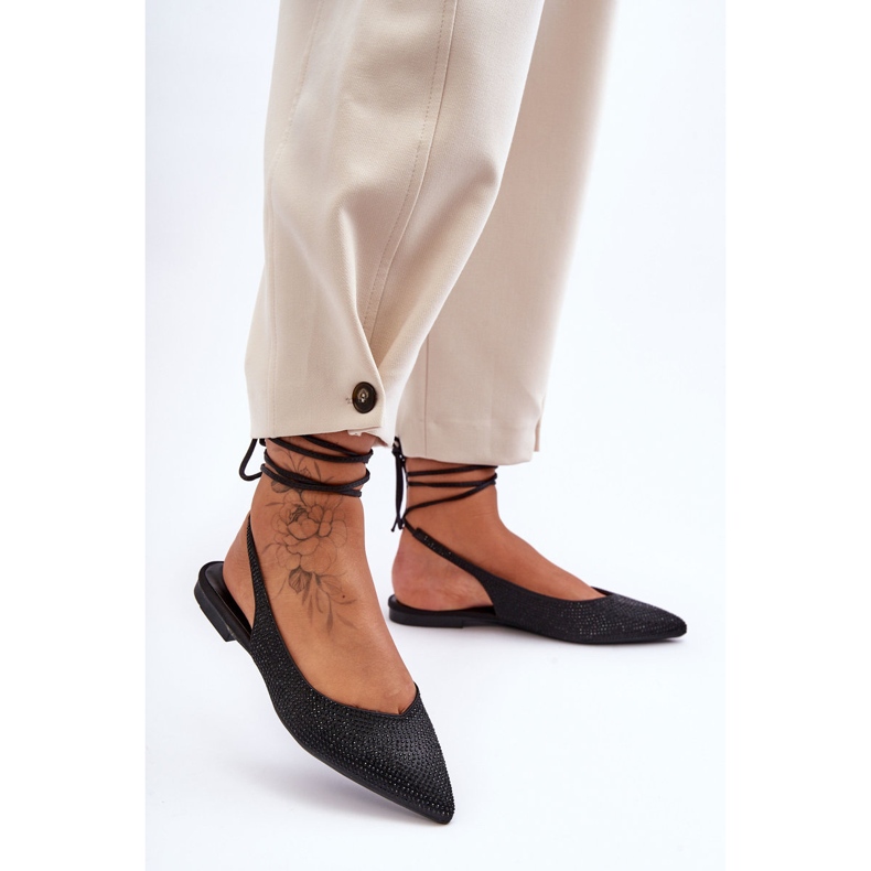 Bailarinas de mujer con cordones adornadas con tachuelas Black Jange negro 1