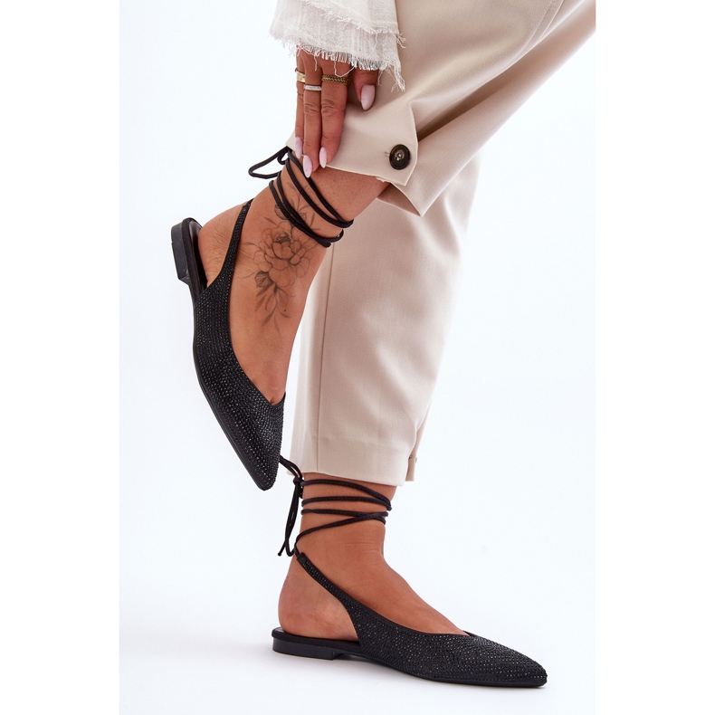 Bailarinas de mujer con cordones adornadas con tachuelas Black Jange negro 2