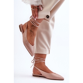 PG1 Bailarinas De Mujer Con Cordones Beige Tachonado Jange 1