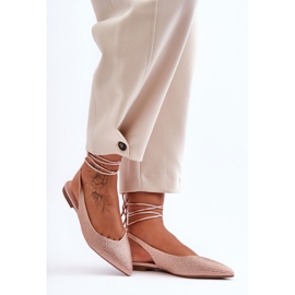 PG1 Bailarinas De Mujer Con Cordones Beige Tachonado Jange 3