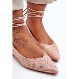 PG1 Bailarinas De Mujer Con Cordones Beige Tachonado Jange 2