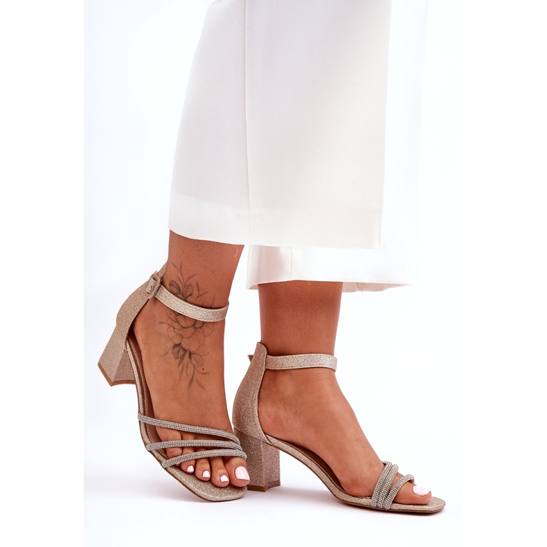 Sandalias Tacón Brillo Enenor Dorado 5 Sandalias Tacón Brillo Enenor Dorado 5