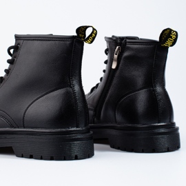 SHELOVET Botas de montaña de piel ecológica negra para hombre negro 3