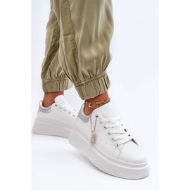 PS1 Zapatos Deportivos De Mujer En Una Plataforma Masiva Blanco Y Plata Mariell 1