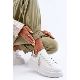PS1 Zapatos Deportivos De Mujer En Una Plataforma Masiva Blanco Y Plata Mariell 2