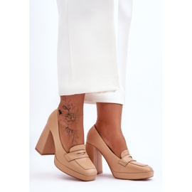 Zapatos De Salón Alisa De Piel Con Tacón Alto Desnudo beige 4