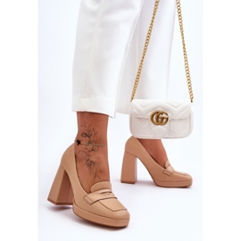 Zapatos De Salón Alisa De Piel Con Tacón Alto Desnudo beige 5