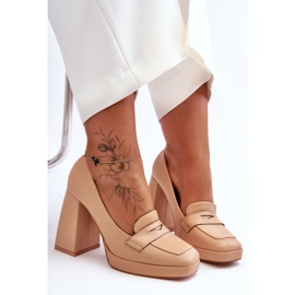 Zapatos De Salón Alisa De Piel Con Tacón Alto Desnudo beige 3
