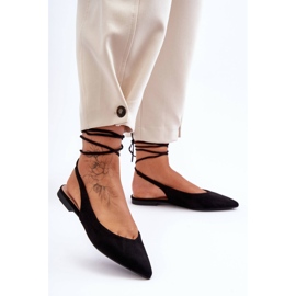 PG1 Bailarinas Mujer Ante Cordones Negro Lilly Ann 3