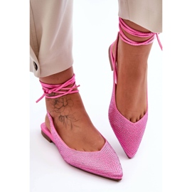 PG1 Bailarinas De Mujer Con Cordones Adornadas Con Tachuelas Pink Jange rosado 1