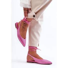 PG1 Bailarinas De Mujer Con Cordones Adornadas Con Tachuelas Pink Jange rosado 2