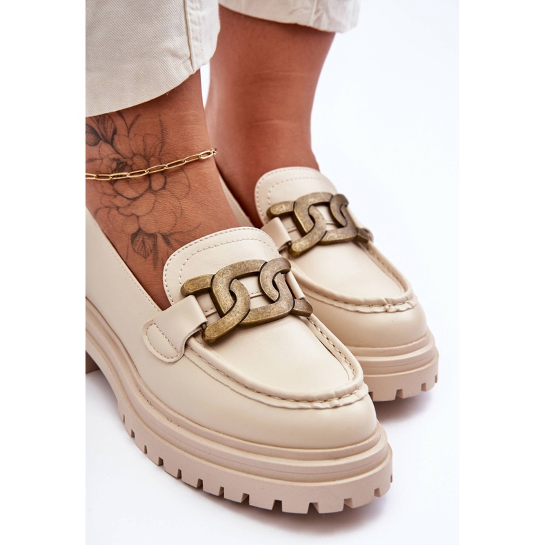 PG1 Mocasines De Mujer En La Plataforma Con Decoración Beige Ameg 2