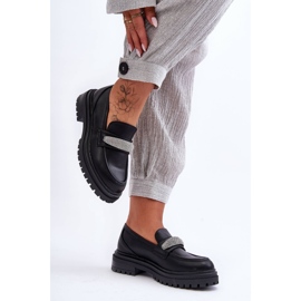 PG1 Mocasines gruesos de cuero negro con adornos de Aricka 1