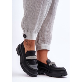 PG1 Mocasines gruesos de cuero negro con adornos de Aricka 5