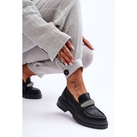 PG1 Mocasines gruesos de cuero negro con adornos de Aricka 2