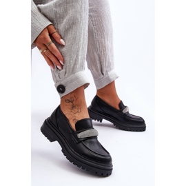 PG1 Mocasines gruesos de cuero negro con adornos de Aricka 4