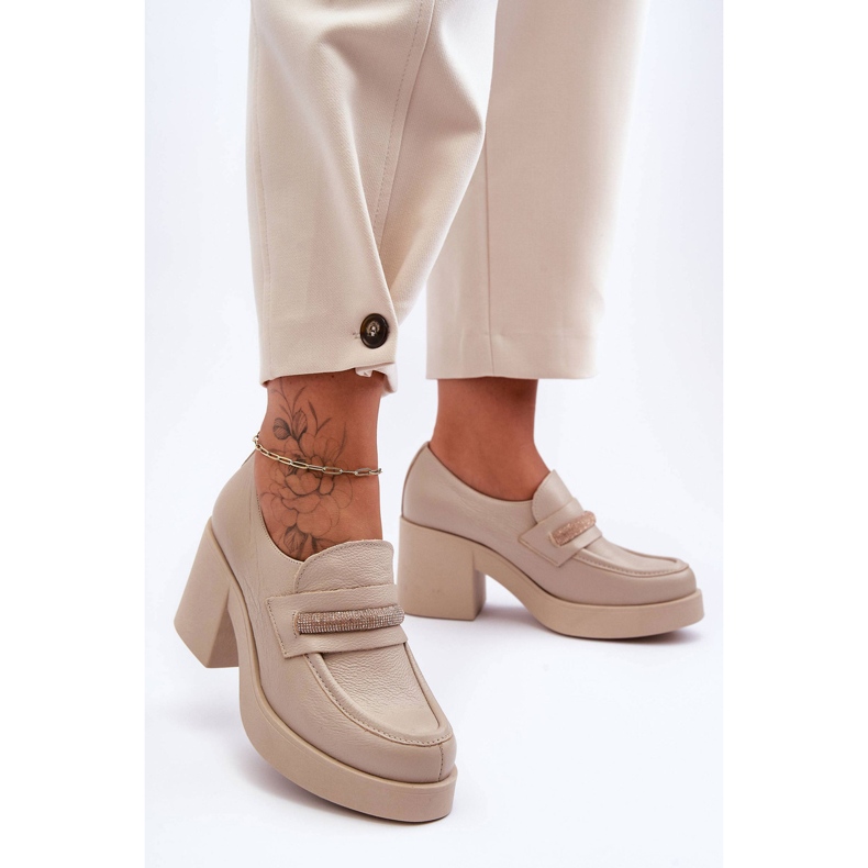 Lemar Zapatos De Tacón De Piel Con Adorno Gelanor Beige 1