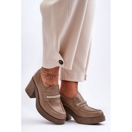 Lemar Zapatos Brogue De Piel Con Tacón Y Decoración Beige Oscuro Gelanor 1