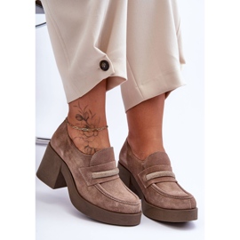 Lemar Zapatos De Tacón De Ante Con Adorno Gelanor Beige 1