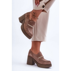 Lemar Zapatos De Tacón De Ante Con Adorno Gelanor Beige 5