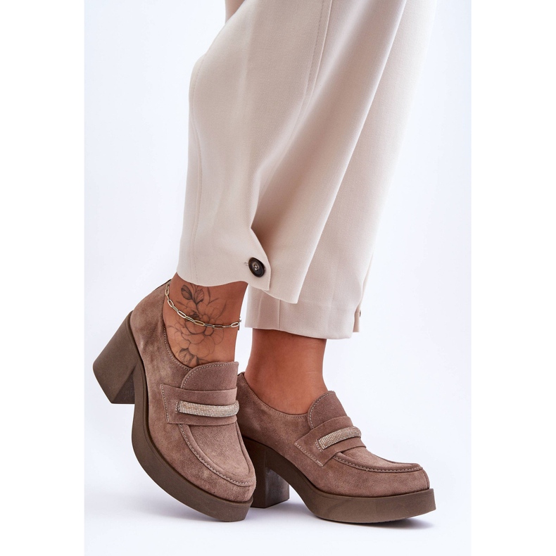Lemar Zapatos De Tacón De Ante Con Adorno Gelanor Beige 2