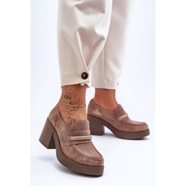 Lemar Zapatos De Tacón De Ante Con Adorno Gelanor Beige 3