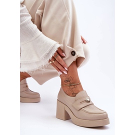 Lemar Zapatos Mujer Piel Con Tacón Beige Dunadia 2