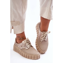 Lemar Zapatos de cuero en la plataforma de hipnosis beige 1