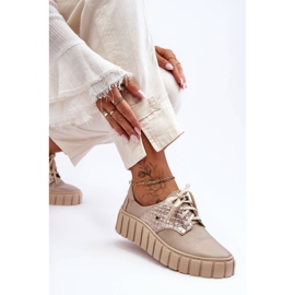 Lemar Zapatos de cuero en la plataforma de hipnosis beige 2