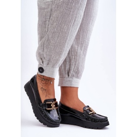 Lemar Mocasines negros con plataforma de cuero Desmond y adornos 2