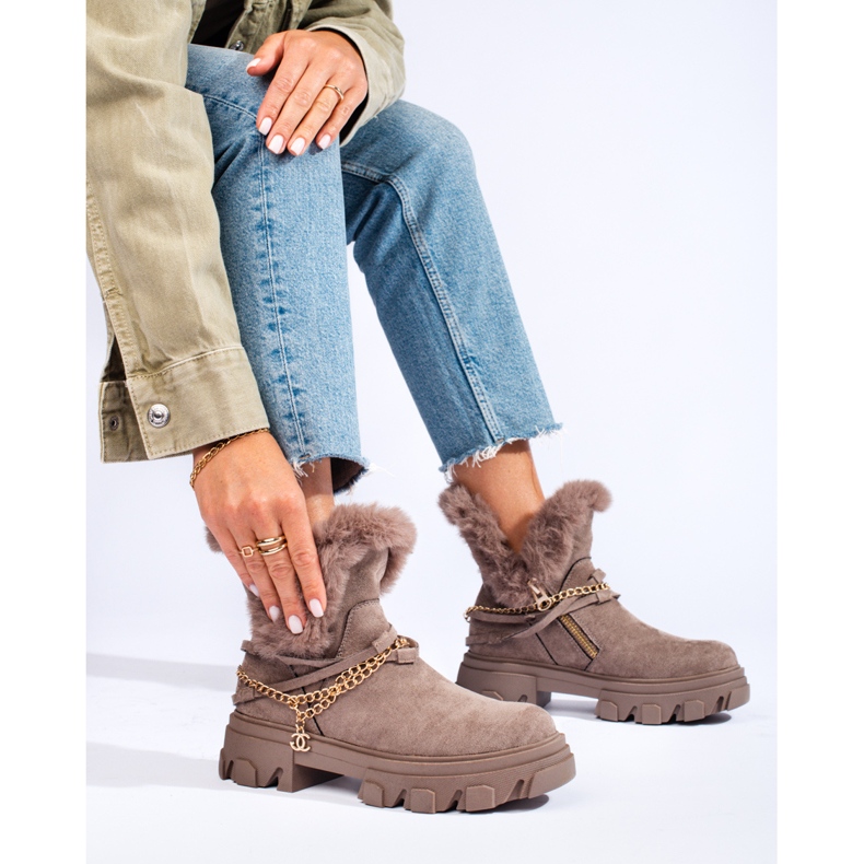 Botas de ante de mujer en la plataforma Shelovet marrón 1