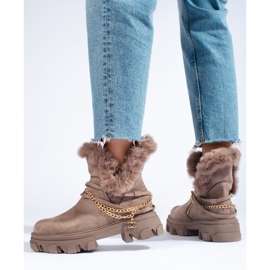 Botas de ante de mujer en la plataforma Shelovet marrón 2