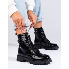 Bolsos de mujer Shelovet lacados con cordones negro 1
