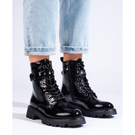 Bolsos de mujer Shelovet lacados con cordones negro 2