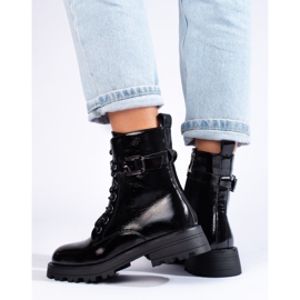 Bolsos de mujer Shelovet lacados con cordones negro 3